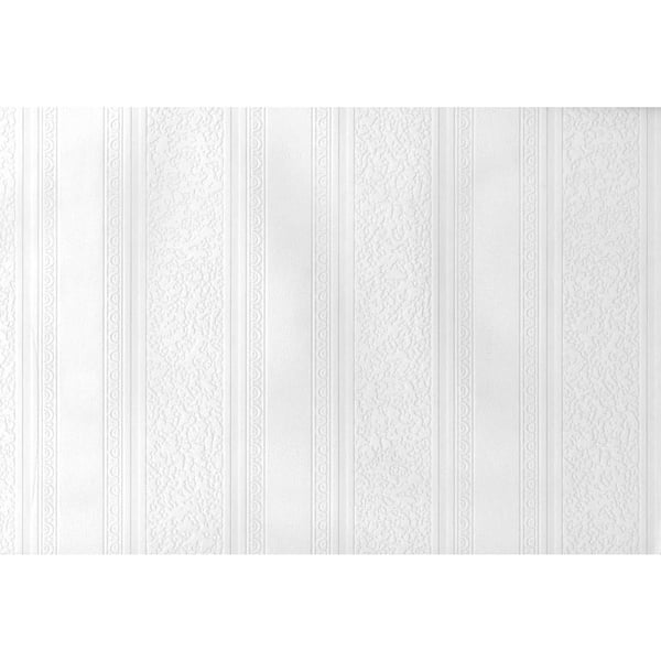 Brewster Paintable Dorothy Textured Stripe White & Off-White Wallpaper Sample