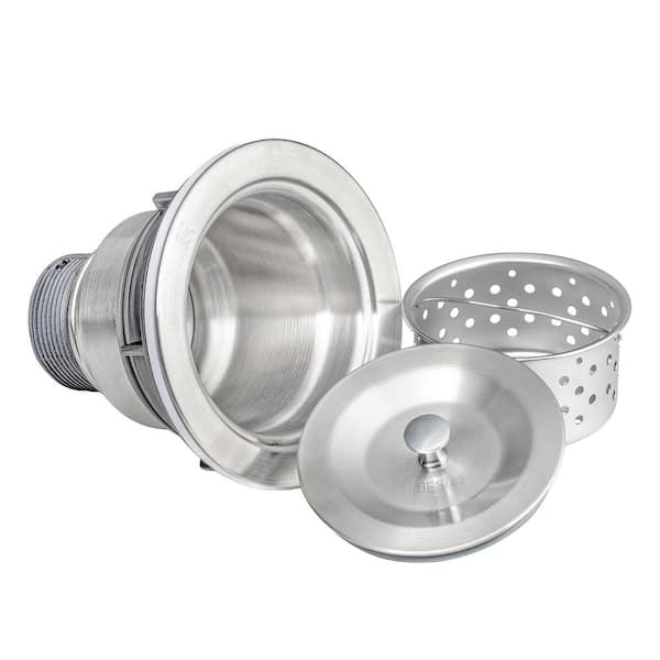 Golden Vantage 3.5 in. Multi-Layer Round Stainless Steel Kitchen Sink Drain and Strainer Combo Set