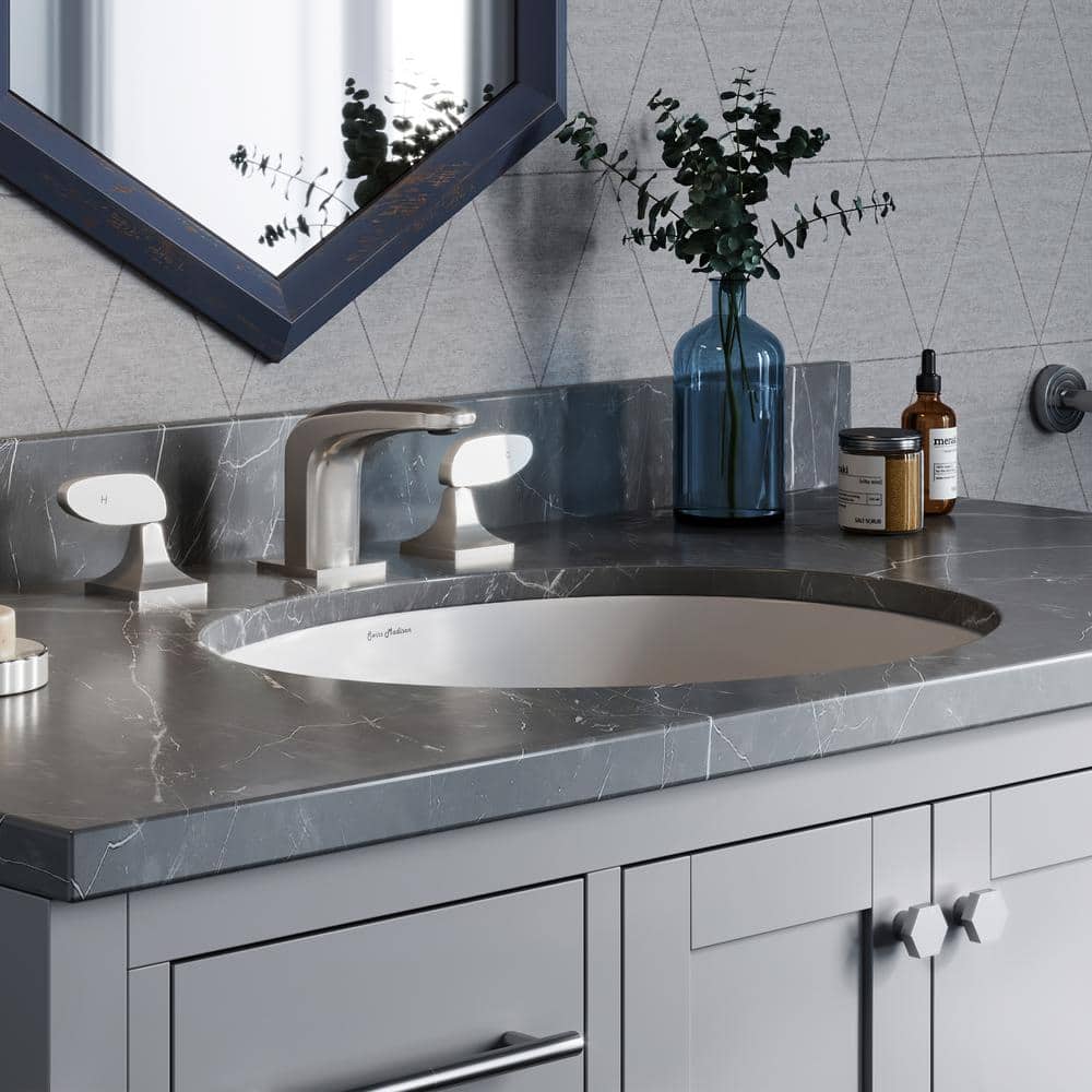 Monaco 19-Inch Gloss White Ceramic Oval Undermount Sink
