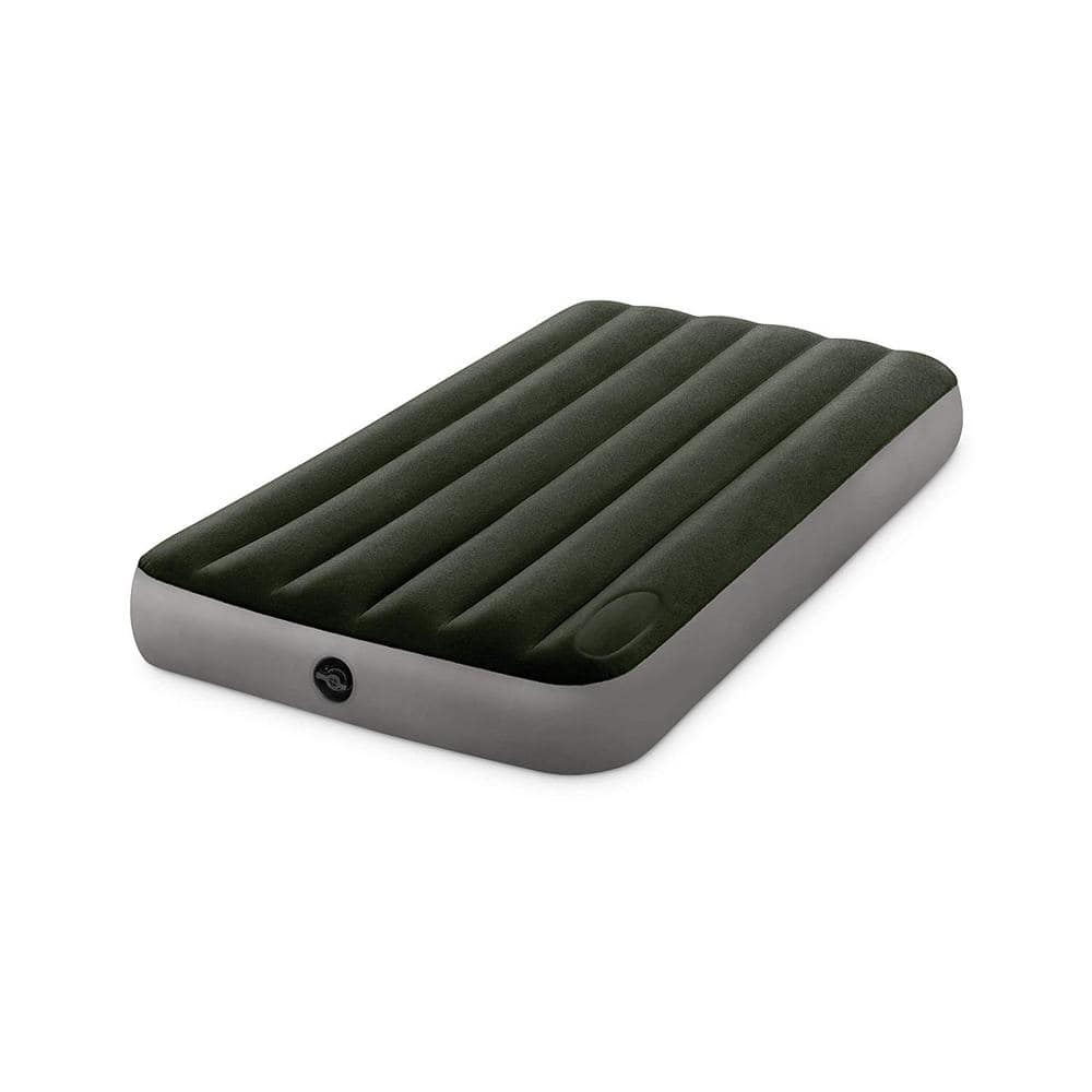 Queen Size Gray Vinyl Air Mattress with Built-In Pump