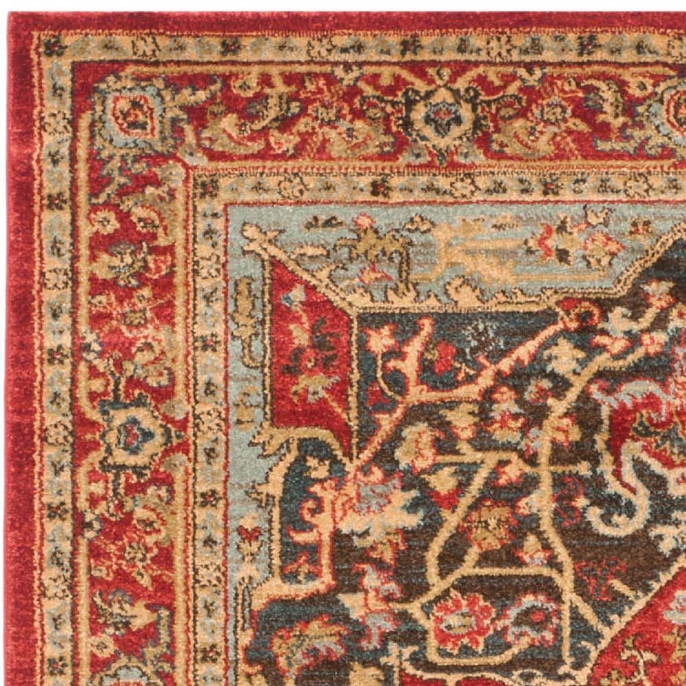 Red Rectangular Synthetic Stain-Resistant Area Rug