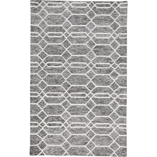 HomeRoots Gray and Ivory Geometric 8 ft. x 10 ft. Area Rug