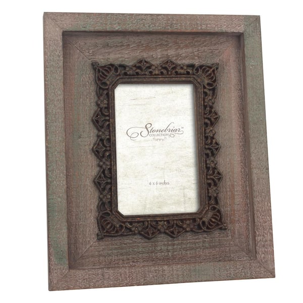 Stonebriar Collection 1-Opening 4 in. x 6 in. Brown Weathered Wood Picture Frame