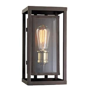 1-Light Oil Rubbed Bronze Outdoor Wall Light Fixture with Clear Glass
