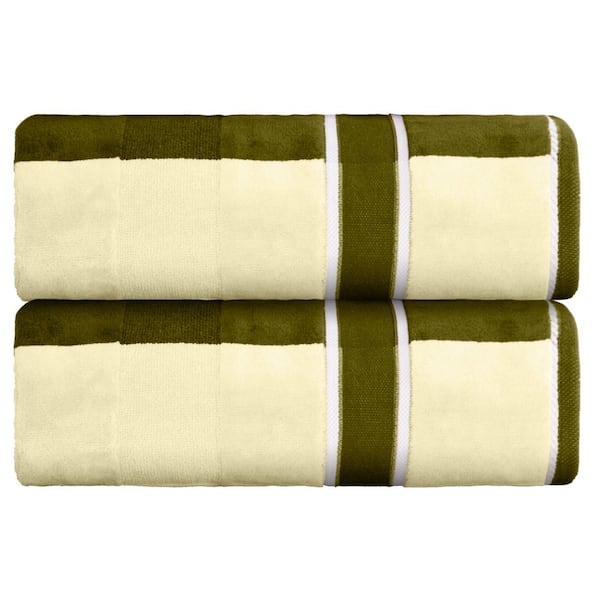 2-Piece Luxury Cotton Bath Towels, Green