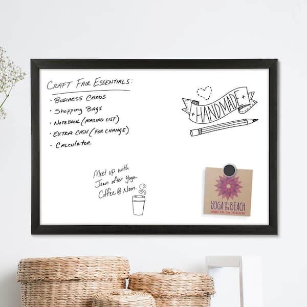 U Brands 23 in. x 17 in. Magnetic Dry Erase Memo Board with Black MDF Frame