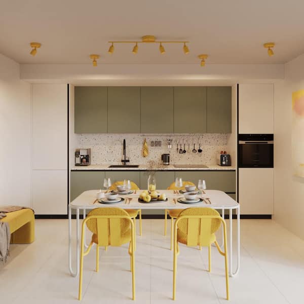 Shura Mustard Yellow Integrated LED Fixed Track Light, Rotatable Cylinder Heads 3 ft. Track Lighting Kit, 3000k, 2240Lmn