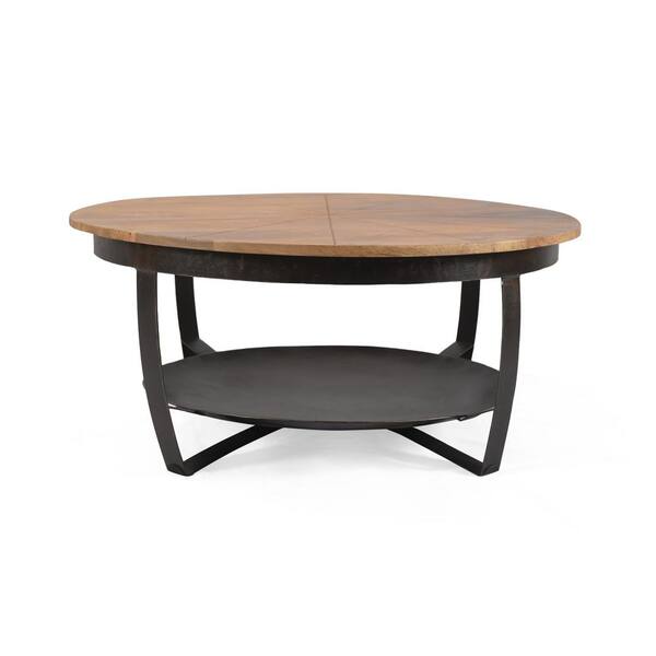 Noble House Hadfield 36 In Black Brown Medium Round Wood Coffee Table With Shelf 69745 The Home Depot Noble House Hadfield 36 In Black Brown, Large Round Coffee Table With Shelf