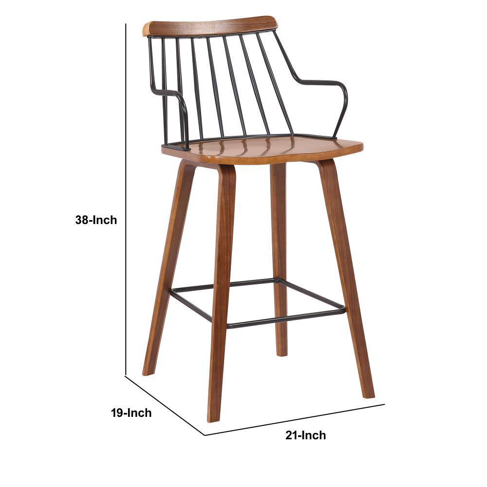 Casual Dual-Tone Spindle Back Counter Height Barstool