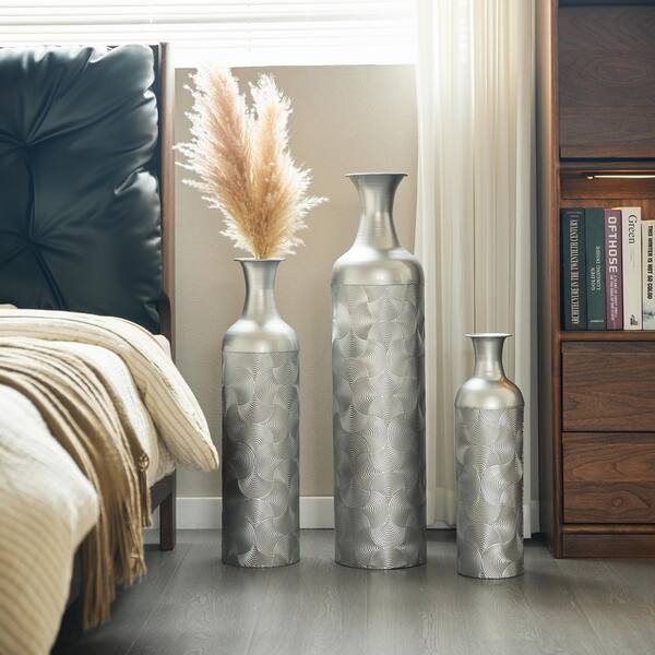Silver 7.87 in..68 in..31 in. Metal Tall Floor Cylinder