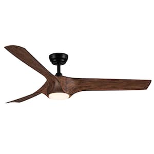 56 in. Integrated LED Indoor Brown Ceiling Fan Lighting with Remote