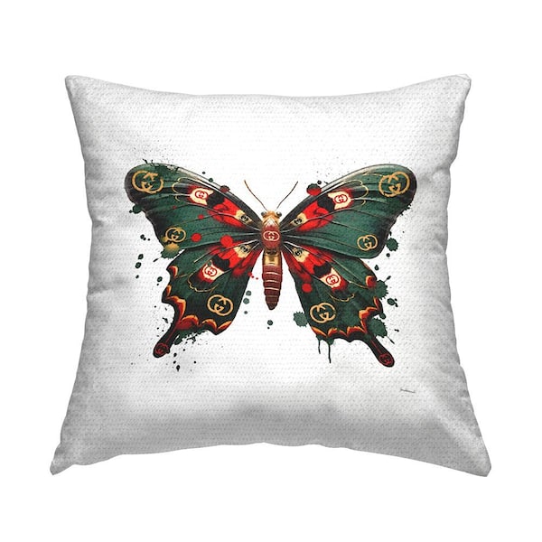 Stupell Industries Modern Fashion Butterfly Green Square Outdoor Throw Pillow