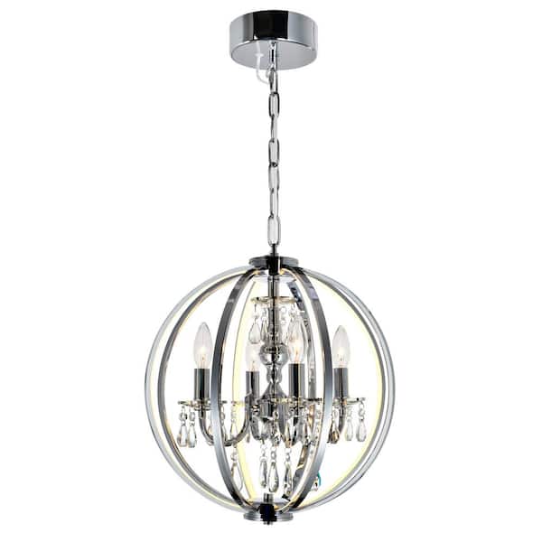 CWI Lighting Abia 4 Light Up Chandelier With Chrome Finish