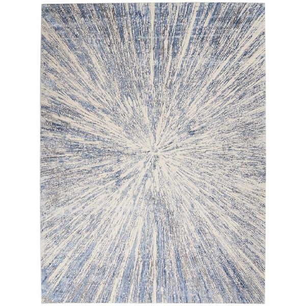 Nourison Silky Textures Blue/Grey 9 ft. x 13 ft. Abstract Contemporary Area Rug