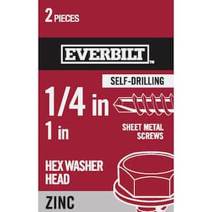 #14 x 1 in. Hex Head Zinc Plated Sheet Metal Screw (2-Pack)