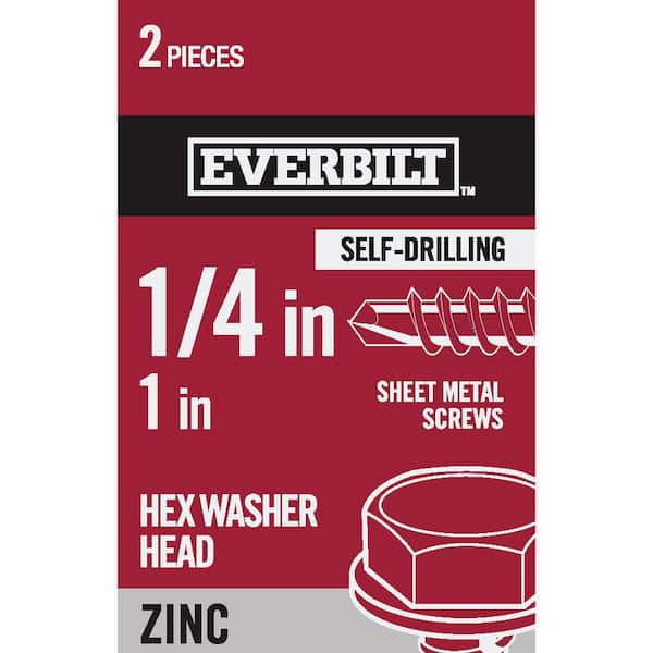 Everbilt #14 x 1 in. Hex Head Zinc Plated Sheet Metal Screw (2-Pack)