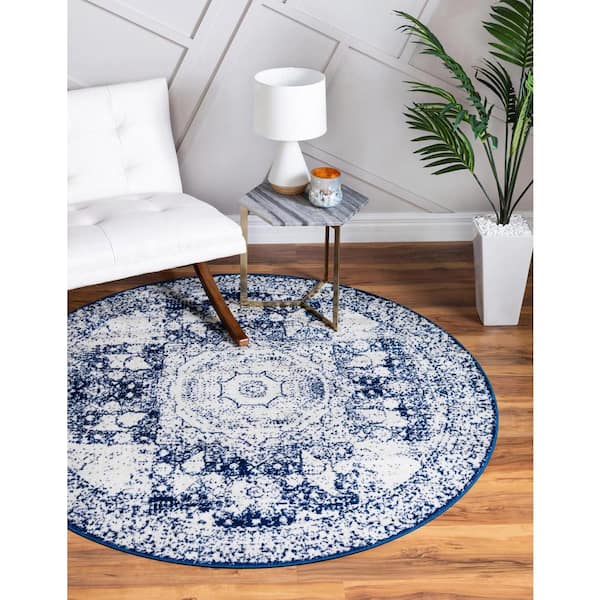 Bromley Wells Blue 3 ft. Round Area Rug
