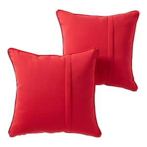 Sunbrella Jockey Red Square Outdoor Throw Pillow with Pleat (2-Pack)