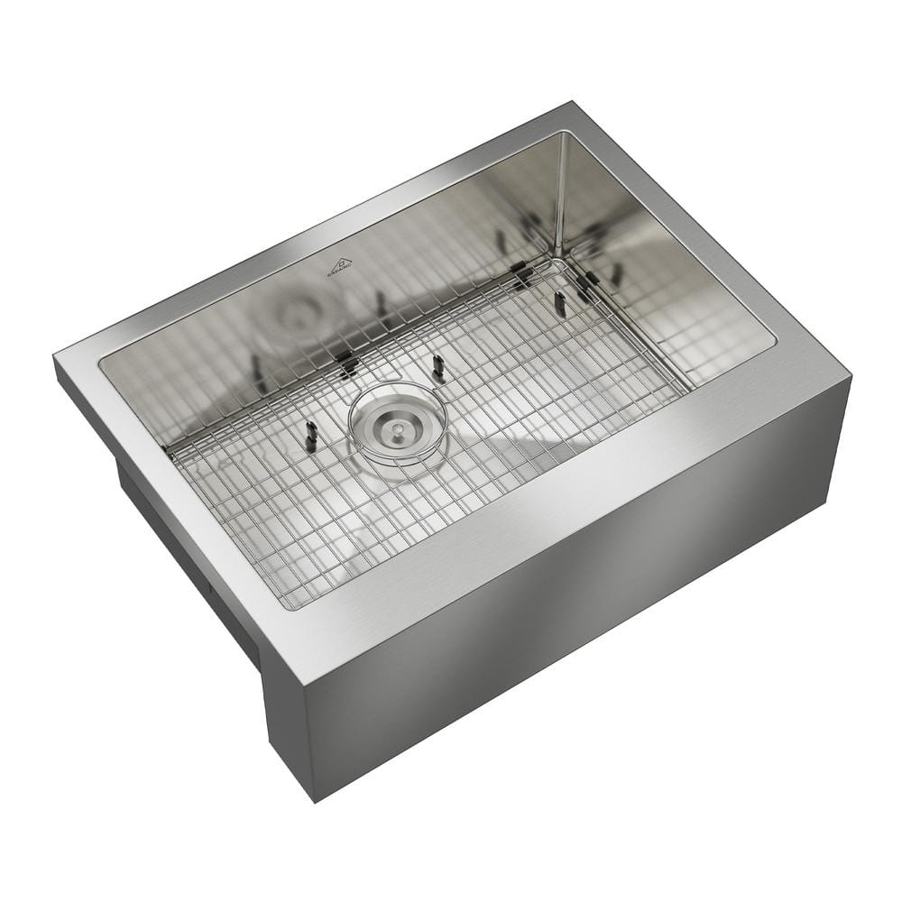 30" Brushed Stainless Steel Farmhouse Kitchen Sink with Single Bowl