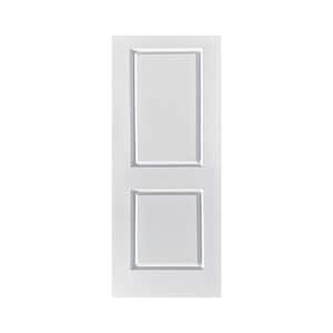 36 in. x 80 in. 2-Panel White Painted Finished Composite MDF Hollow Core Interior Door Slab For Pocket Door