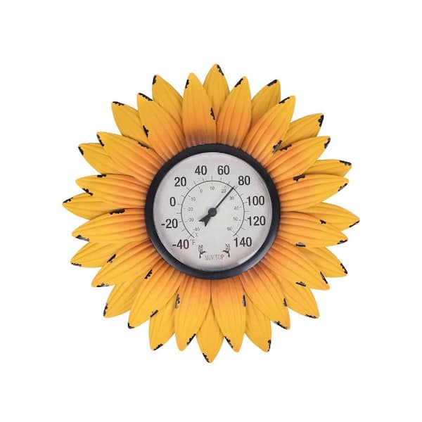 18 in. Outdoor Thermometer Wall Thermometer Sunflower Enclosure for Patio