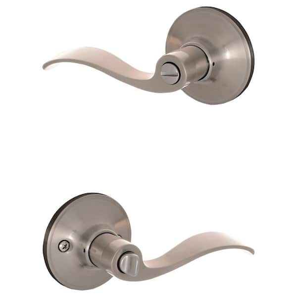 Schlage Accent Satin Nickel Privacy Bed/Bath Door Handle F40 V ACC 619 -  The Home Depot