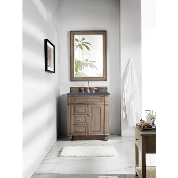 Bristol 30 in.W x 23.5 in. D x 34 in.H Single Vanity in Whitewashed Walnut with Quartz Top in Charcoal Soapstone