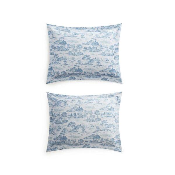 MARTHA STEWART Farmhouse Toile 3-Piece White/Blue Quartz/Mtn Range