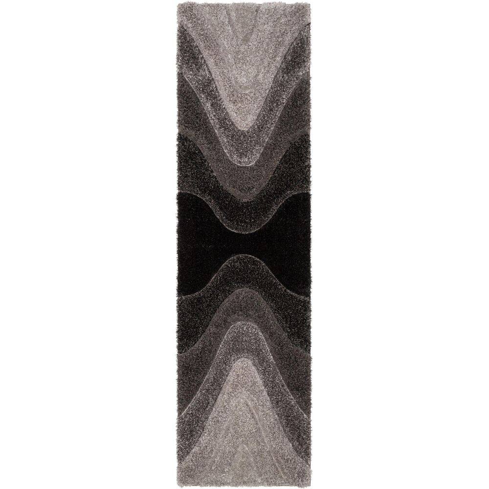 San Francisco Luz Modern Geometric Shag Hand-Carved, Black 2 ft. 7 in. x 9 ft. 10 in. Runner, Area Rug price history on PriceWatchPro