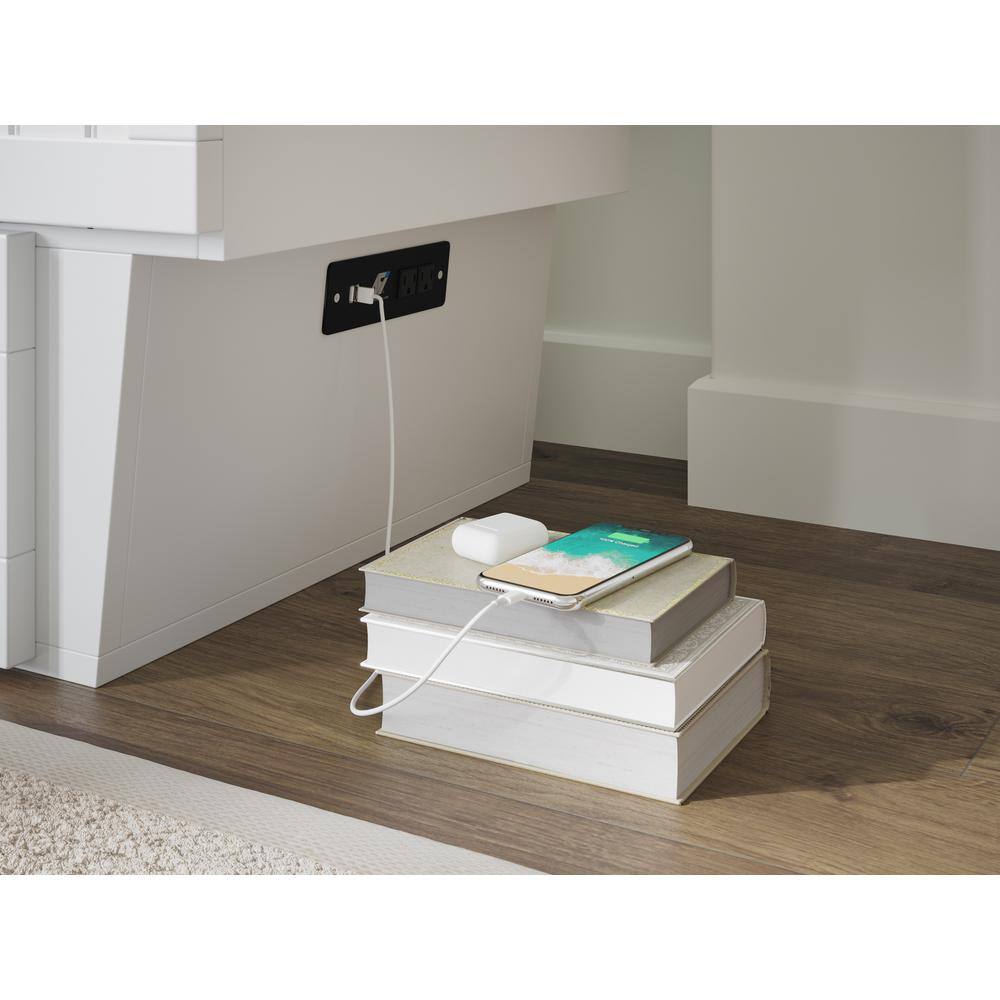 Nantucket White Full Murphy Bed Chest with Storage Drawer