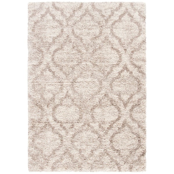 Hudson Shag 9 ft. x 12 ft. Multi Ivory/Beige Geometric Multi-Trellis Area Rug