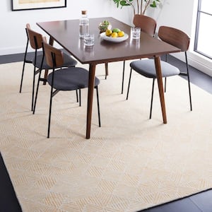 Abstract Gold/Ivory 6 ft. x 6 ft. Diamond Geometric Square Area Rug