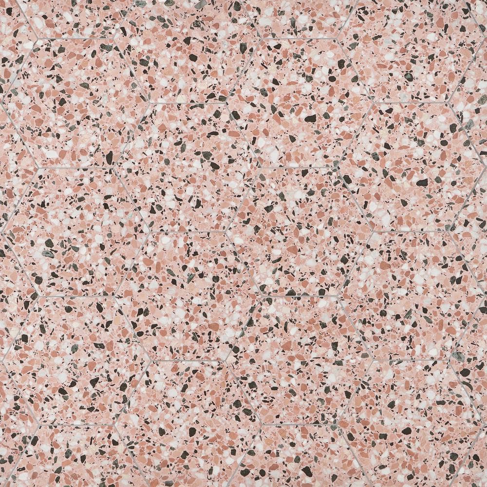 Giotto 13" x 15" Pink Matte Porcelain Hexagon Floor and Wall Tile