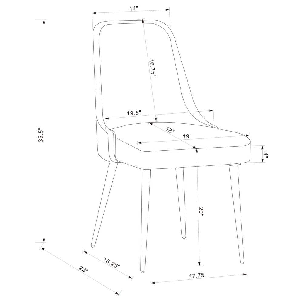 Gray Upholstered High Back Side Chair with Metal Legs
