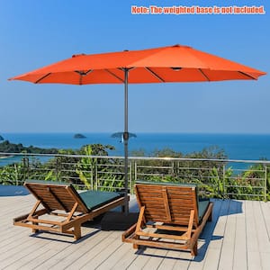 15 ft. Metal Patio Double-Sided Market Patio Umbrella Outdoor Garden in Orange