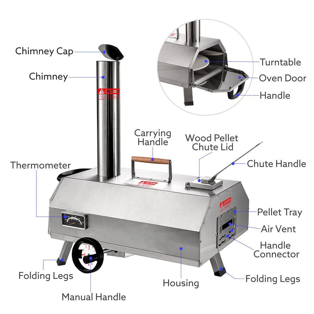 Portable Stainless Steel Wood Fired Outdoor Pizza Oven Kit