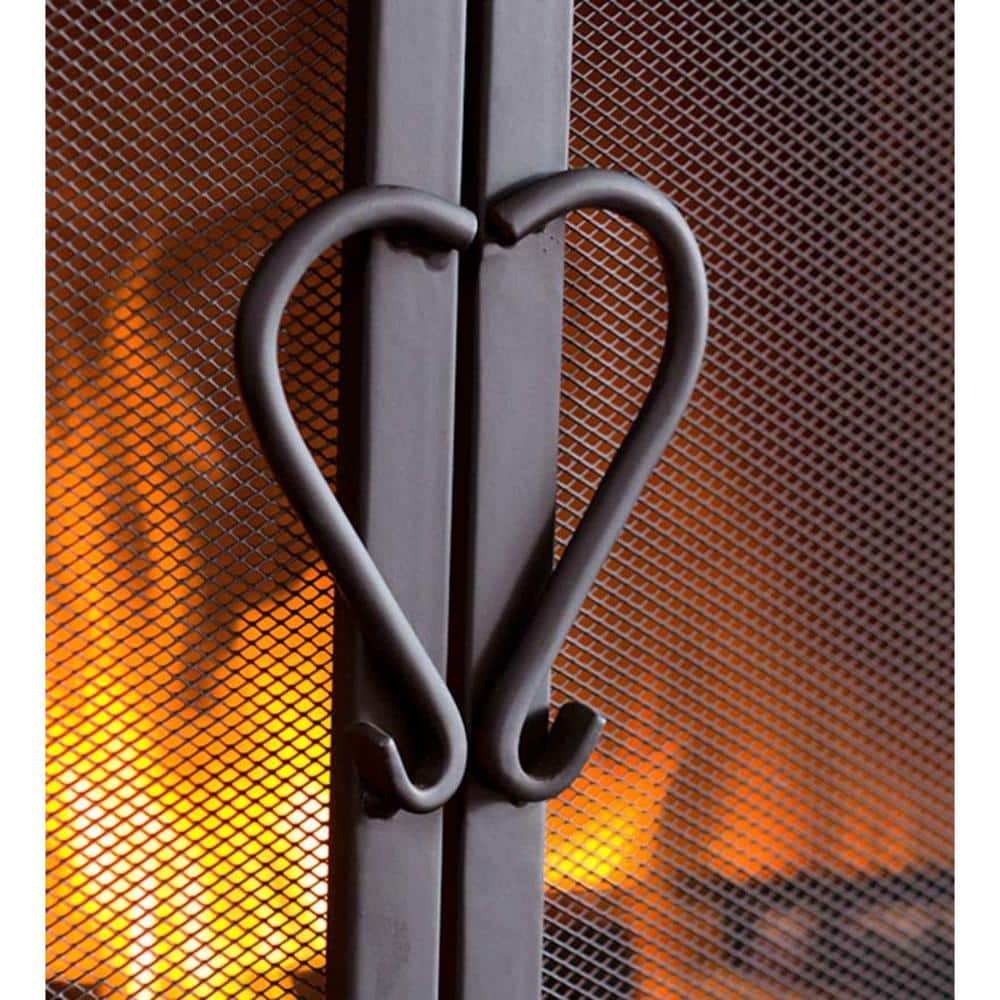 Large Black Cast Iron Scrollwork Fireplace Screen with Dual Doors