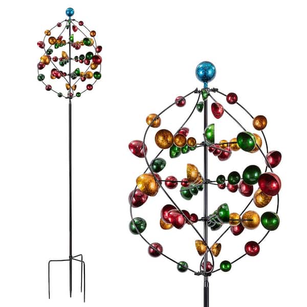 Alpine Corporation 71 in. Tall Orbital Wind Spinner Garden Stake, Multicolor