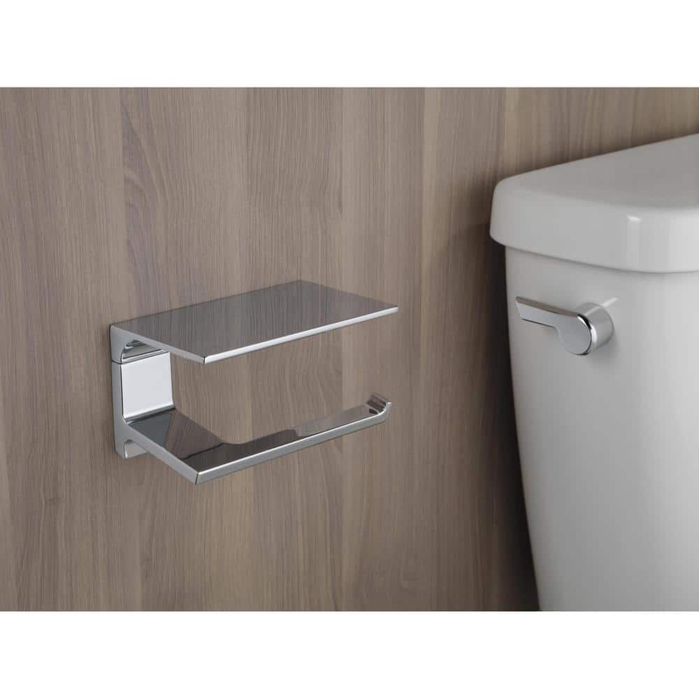 Polished Chrome Modern Wall Mount Toilet Paper Holder with Shelf
