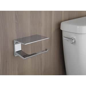 Pivotal Wall Mount Single Post Toilet Paper Holder with Shelf Bath Hardware Accessory in Polished Chrome