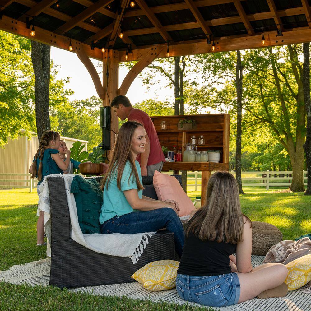 Barrington 16x12 Cedar Wood and Steel Roof Gazebo