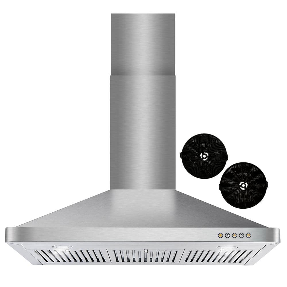 36 in. Vista Collection 380 CFM Ductless Wall Mount Range Hood, Button Controls, LED Lights, Stainless Steel