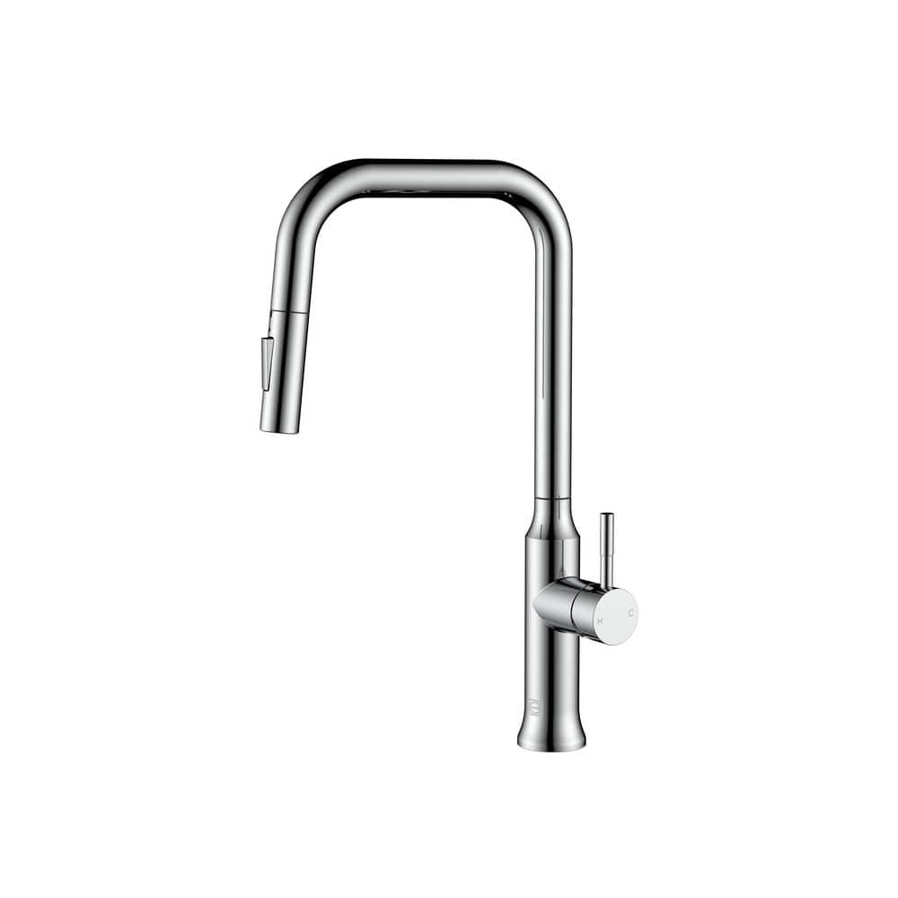 Timeless Home Chrome 17.5 in. Single Handle Pull Down Sprayer Kitchen Fauce