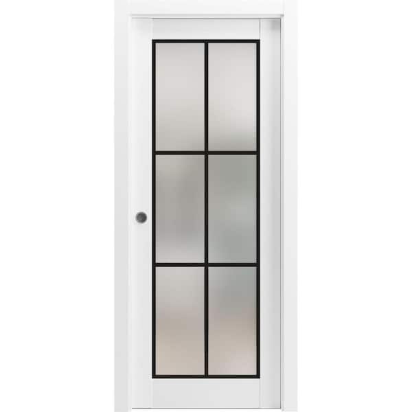 Sartodoors 18 in. x 80 in. 1 Panel White Finished Solid Wood Sliding Door with Hardware