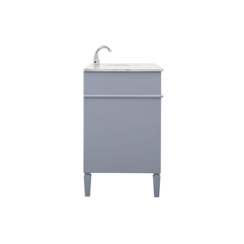 Gray Solid Wood MDF Marble Single Bathroom Vanity with Porcelain Sink