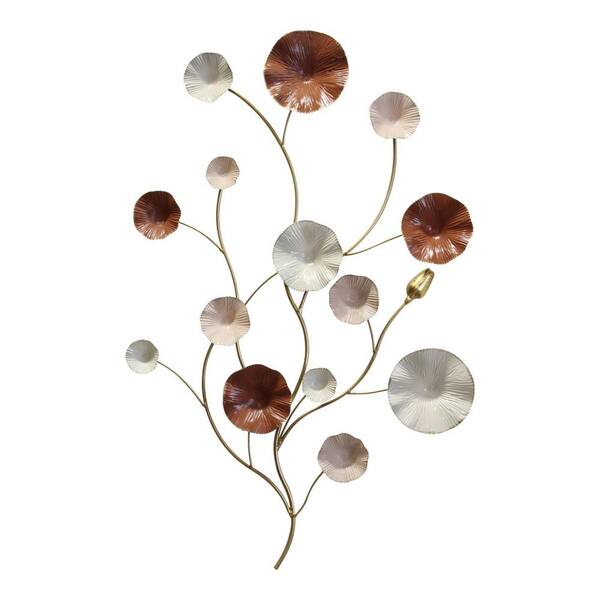 HomeRoots Shimmering Floral Metal Flower Blossom Wall Decor