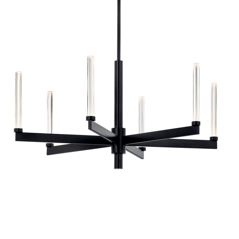 Sycara Black and Clear Crystal 6-Light LED Chandelier