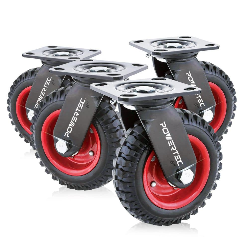 8 in. Swivel Plate Caster Wheels, Heavy-Duty Plate Casters with Rubber Knobby Tread for Workbench, Dolly, Cart (4-Pack) price history on PriceWatchPro