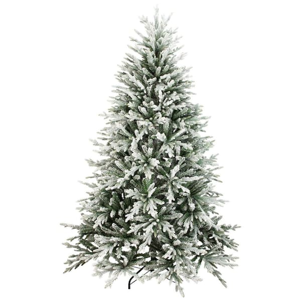 Real Touch Medium Flocked Snowcap Grove Fir Artificial Christmas Tree-6.5'-Unlit
