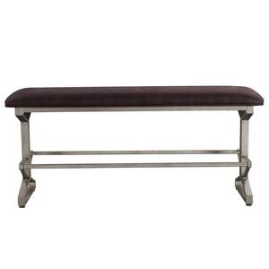2-Person Metal Patios Bench with Brown Cushion